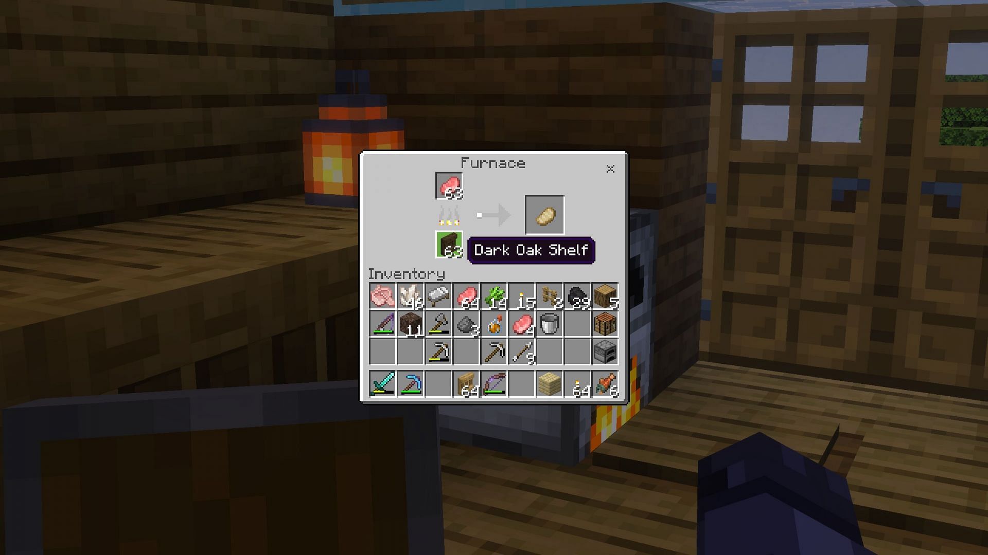 Shelf can burn as a fuel in a furnace (Image via Sportskeeda Gaming || Mojang Studios)